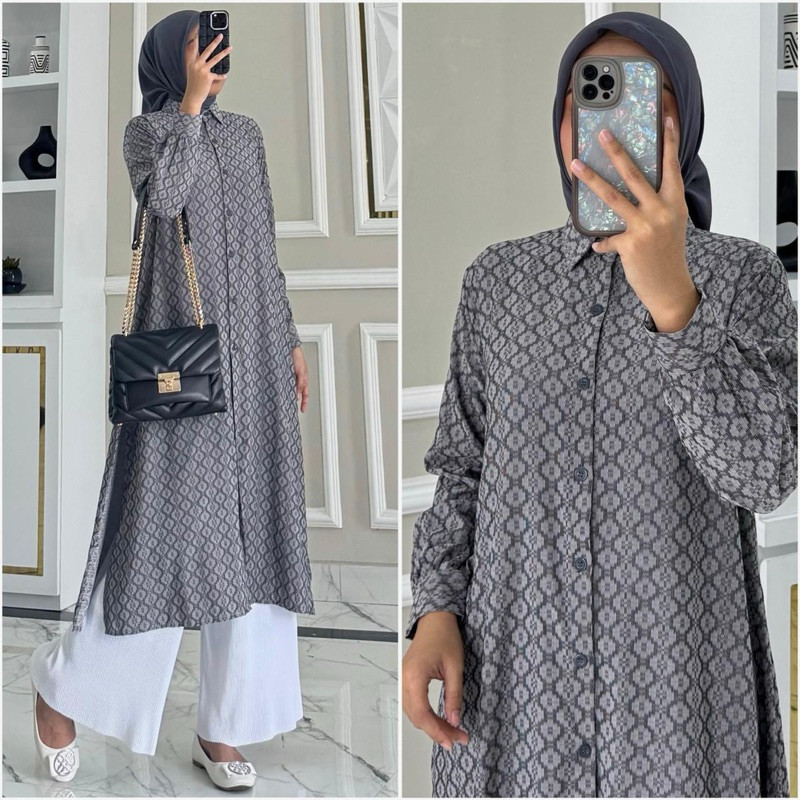 Gamis wanita syari  model baruARVILA long tunik  / Baju Atasan Wanita muslim Tunik kerja kuliah basi