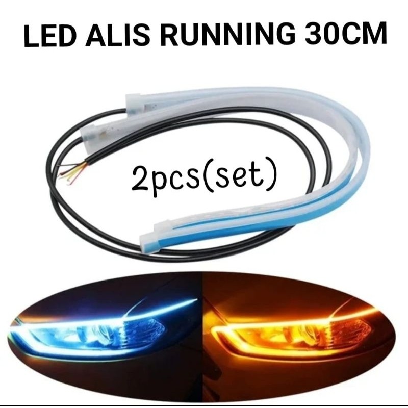 Lampu Alis Running LED DRL Lampu Alis Fleksibel 2 mode Waterproof 2pcs