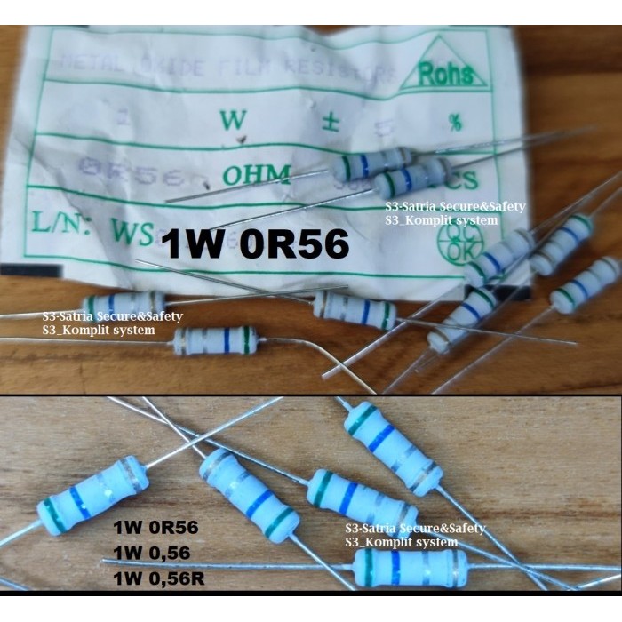Resistor 1Watt 1w 0R56 OHM 0,56R 0R56ohm 0.56 0.56ohm 0.56R 0,56Rohm