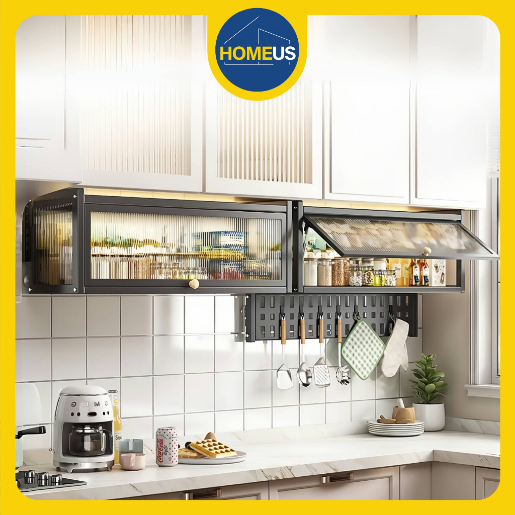 Homeus Lemari Dapur Gantung Lemari Dinding Dapur Rak Gantung Dapur Kabinet Dapur Atas Rak Bumbu Dapu