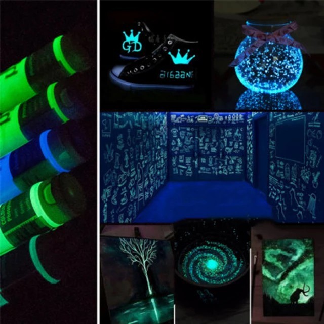 

promo -Pebeo Glow In The Dark Acrylic Paint 100 ml Phosphorescent Gel Fosfor - Blue