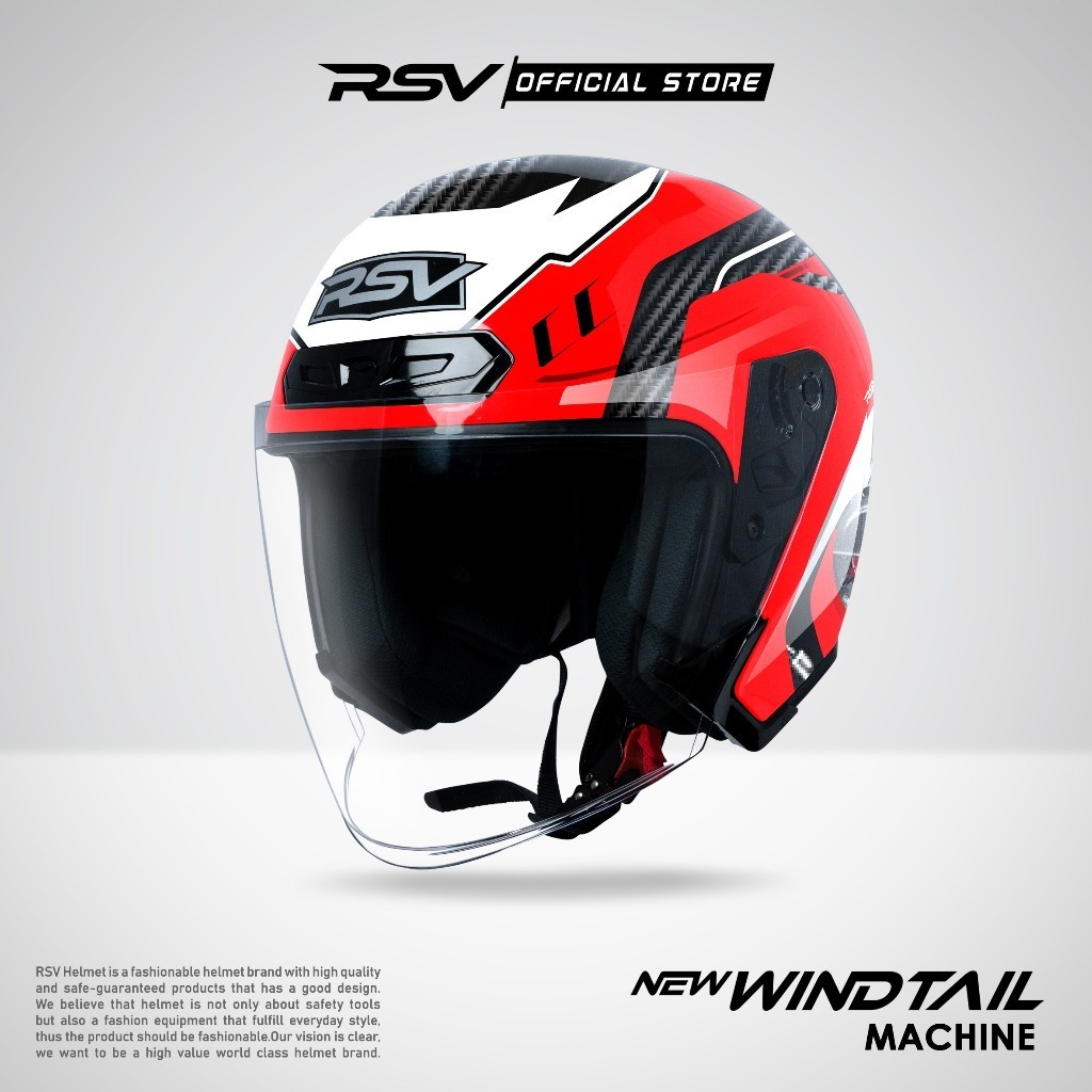 NEW WINDTAIL Motif MACHINE (HELM ORIGINAL RSV -  HALF FACE - OPEN FACE)