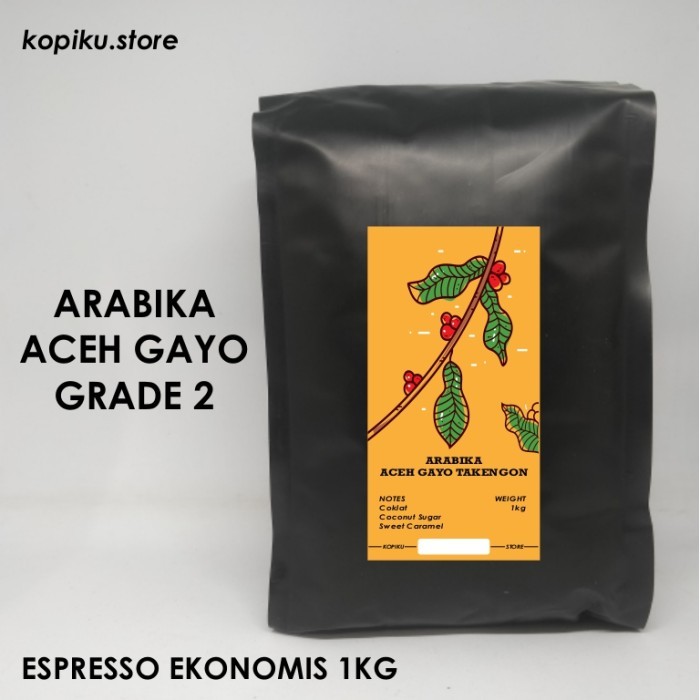 

Biji Kopi Arabika Arabica Gayo Grade 2 Commercial 1kg (Biji / Bubuk) - Giling Halus
