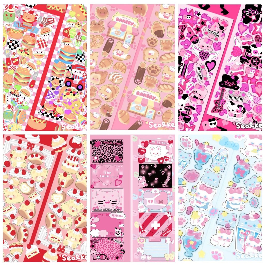 

Korean Cute Cartoon Snacks Laser Sticker DIY Scrapbooking Photo Album Deco Diary Happy Planning Stationery Decoration Sticke