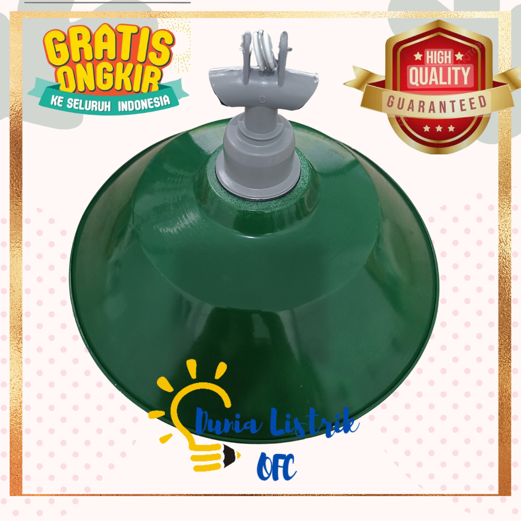 Fitting Lampu Jalan Lengkap Kap Lampu Satu Set Lampu Jalan WD Hijau Gantung E27 / Fitting nylon Kap 