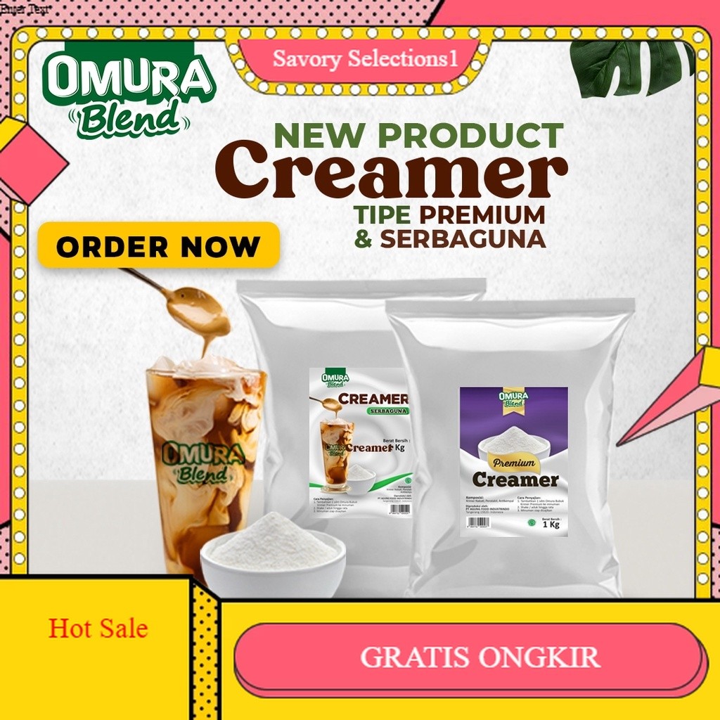 

【SAVORY】 FLASH SALE!! [TOPPING] Bubuk Krimer / Creamer Non Dairy Krimer Es Teller Es Sticky Milk Premium & Serbaguna 1 Kg Omura Powder