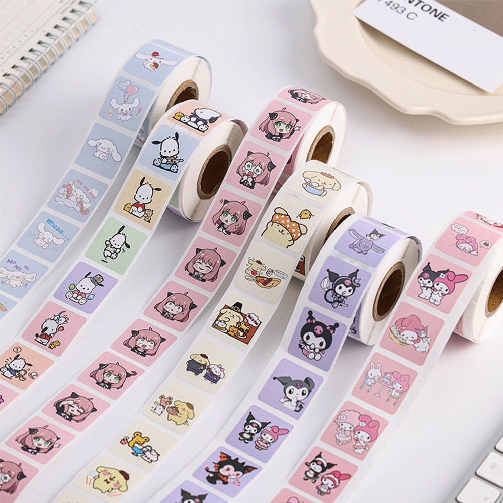 

500PCS Cute Kuromi Pochacco My Melody Cartoon Stickers Roll Laptop Scrapbook Phone Diary Kawaii Aesthetic Sticker Decal Kids Toy