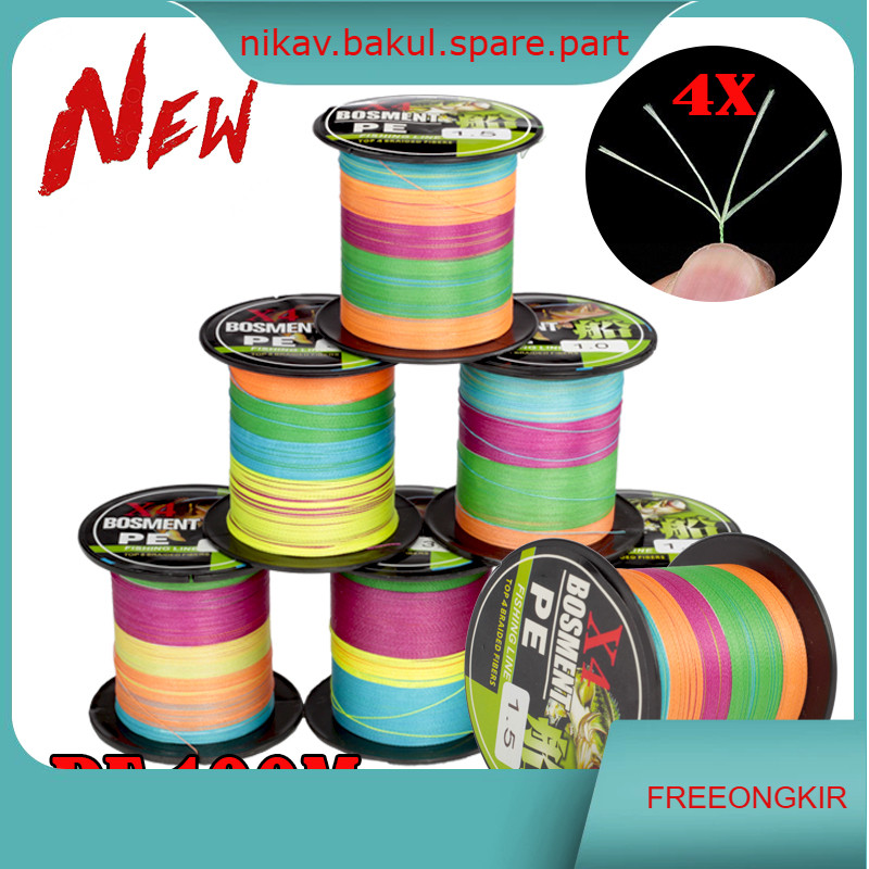 FISHING 100M Warna PEX 4 Senar Pancing Fishing Line Strengtg Sangat kuat  4 Tali PE Dikepang Panjang