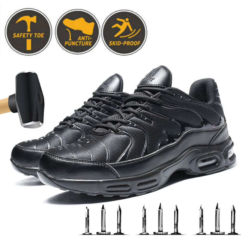 New Men Safety Shoes Steel Toe Sneaker Sport Air Cushion Reflective Work Safety Boots Man Puncture P
