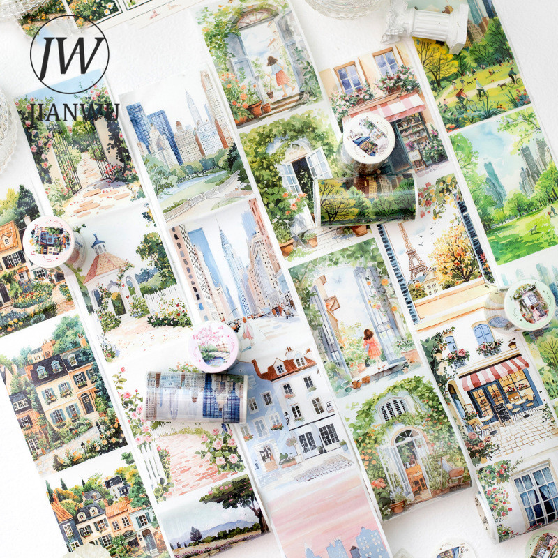 

JIANWU 80mm*200cm Moment of Freedom Series Vintage Flower Plant Landscape Material Collage Tape Creative DIY Journal Stationery