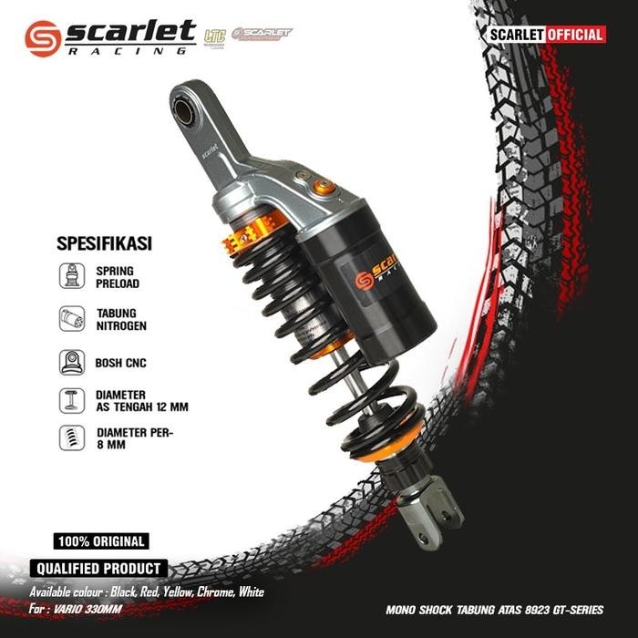 Scarlet Racing - Mono Shock Shockbreaker Tabung Atas 8923 GT Series Motor Mio & Vario - BLACK, MIO