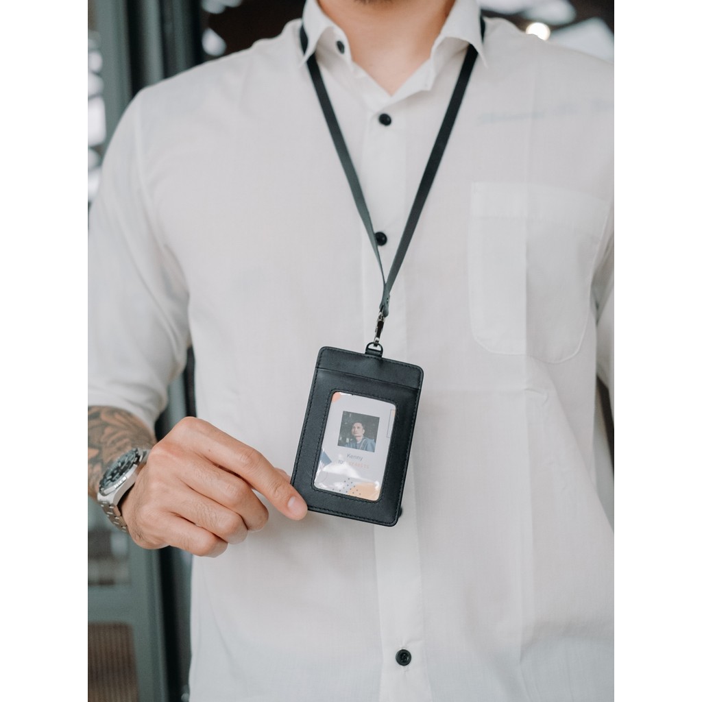 

Name Tag ID Card Lanyard Kulit - Greta