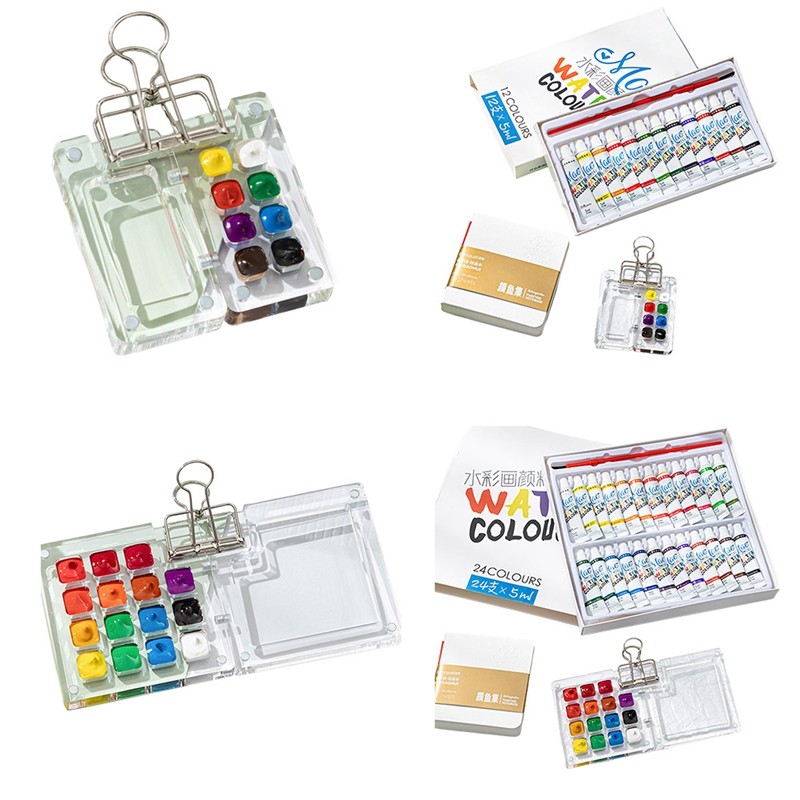

BEDW-Travel Ready Paint Palette Bundle, Mini Travel Paint Palette Acrylic, Travel Paint Palette Mini With Binder Clips