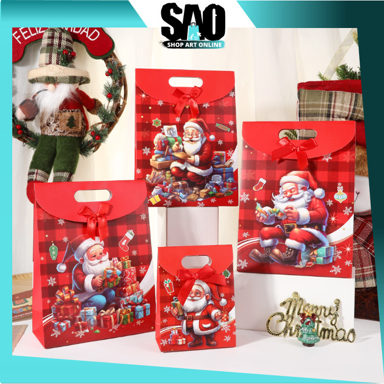 

SAO - 6470 Souvenir Natal Paper Bag / Tas Kado Motif Santa Ukuran Medium