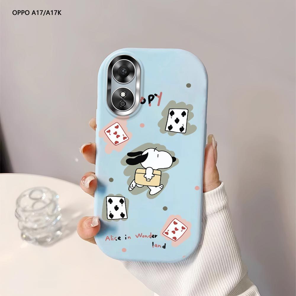 Softcase Untuk OPPO A17 A17S A96 A76 A16 A16S A54S A15 A15S Cartoon Snoopy Cards Back Cover Case Sof