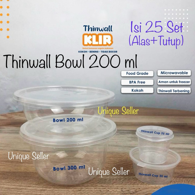 [Isi25] Thinwall Bowl 200 ml KLIR / Mangkok Plastik 200 ml KLIR / Thinwall Mangkok 200ml KLIR / Thin
