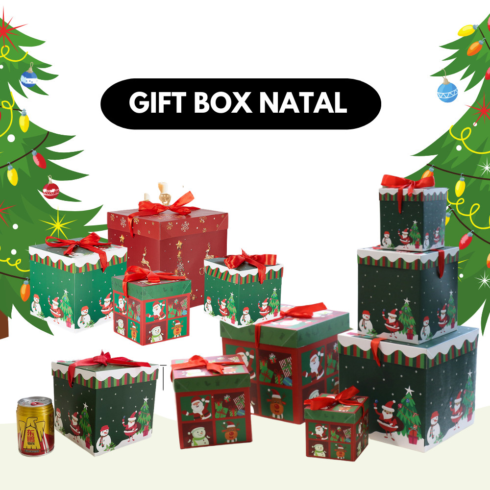 

RINEFE (BHN01) Box Hadiah Natal / Christmas Gift Box Santa Snowman