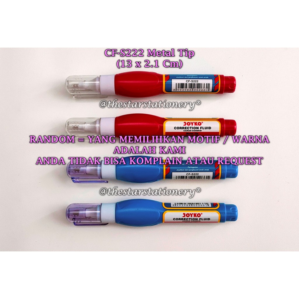 

(1 Biji) GROSIR Correction Fluid Joyko CF-S222 Metal Tip / Tipe-X Cair Joyko CF-S222 (1 Biji)