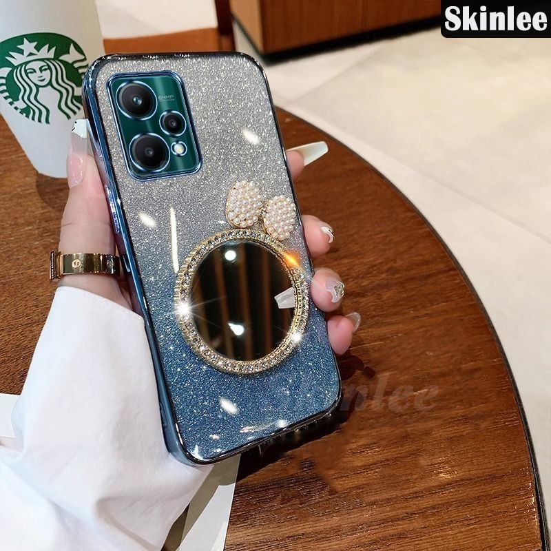 Untuk Realme 9 4G / Realme 9 Pro / Realme 9 Pro + / Realme 9i Case Pearl Butterfly Makeup Mirror Mew