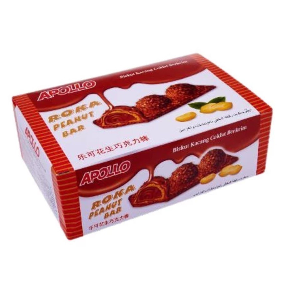 

Apollo Roka Peanut Bar Wafer | Wafer Kacang dan Krim Coklat 1 Box Isi 24