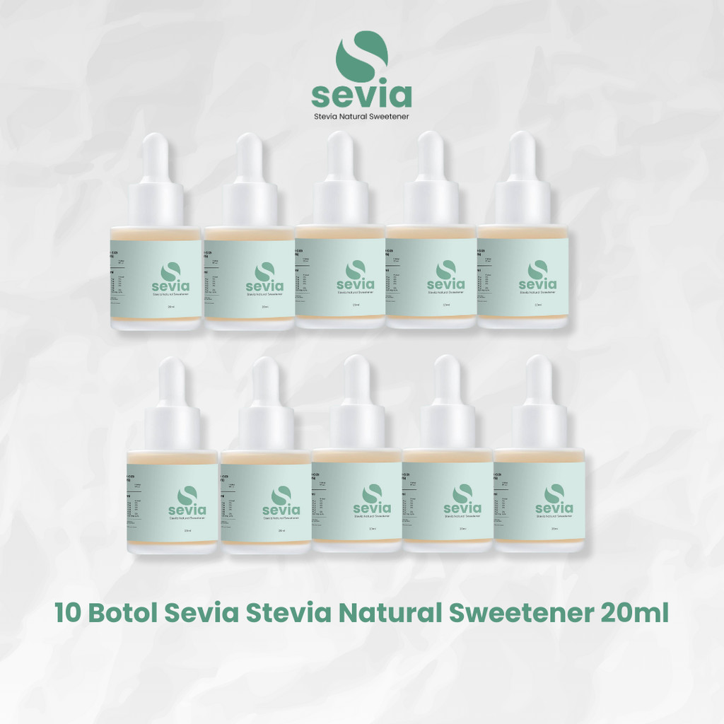 

10 Botol Sevia Stevia Natural Sweetener 20ml Pemanis Alami 0 Kalori Pengganti Gula dari Daun Stevia