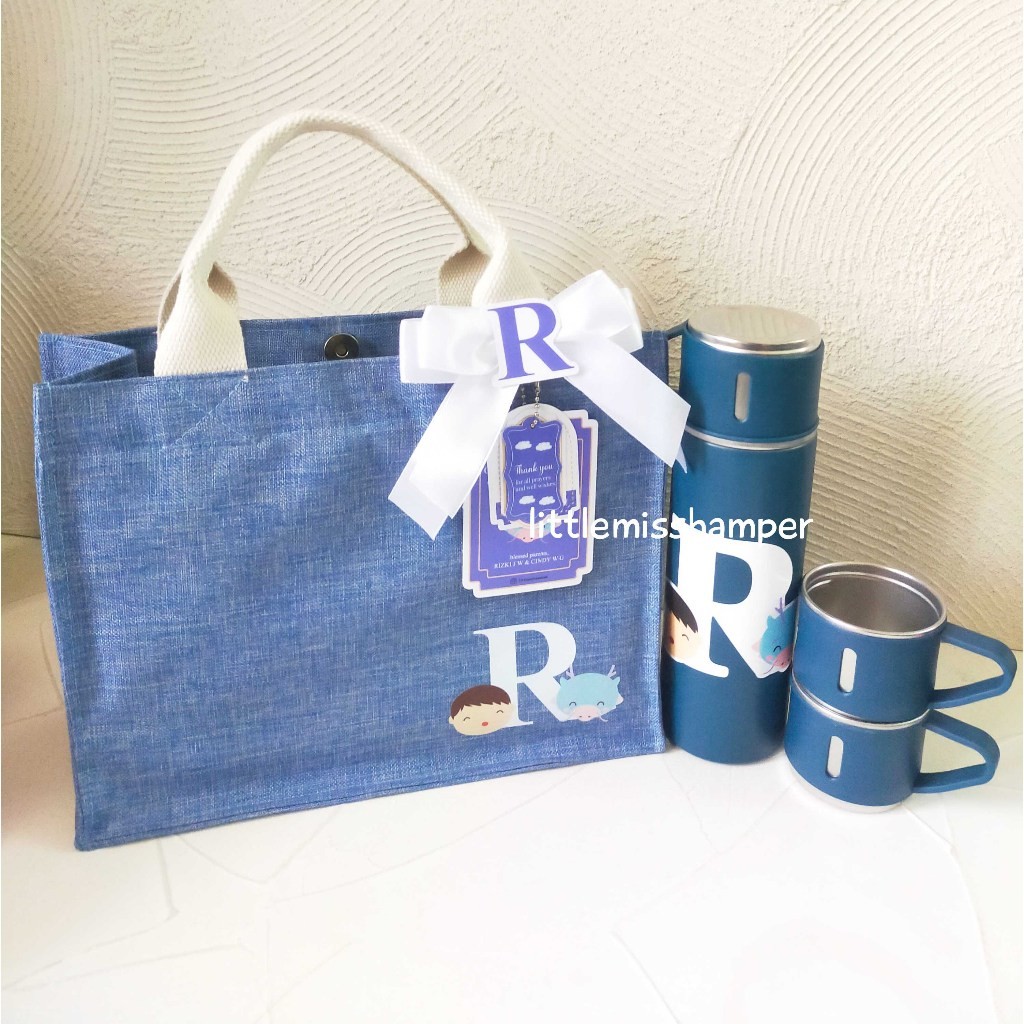 

paket tenteng kanvas tumbler cangkir one month mitoni baby hampers custom karakter