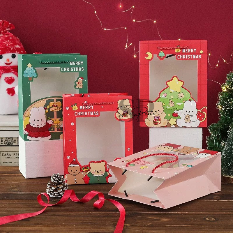 

Paper Bag Christmas Motif Santa Rusa Snowman / Tas Goodie Bag Natal / Tas Hampers Natal