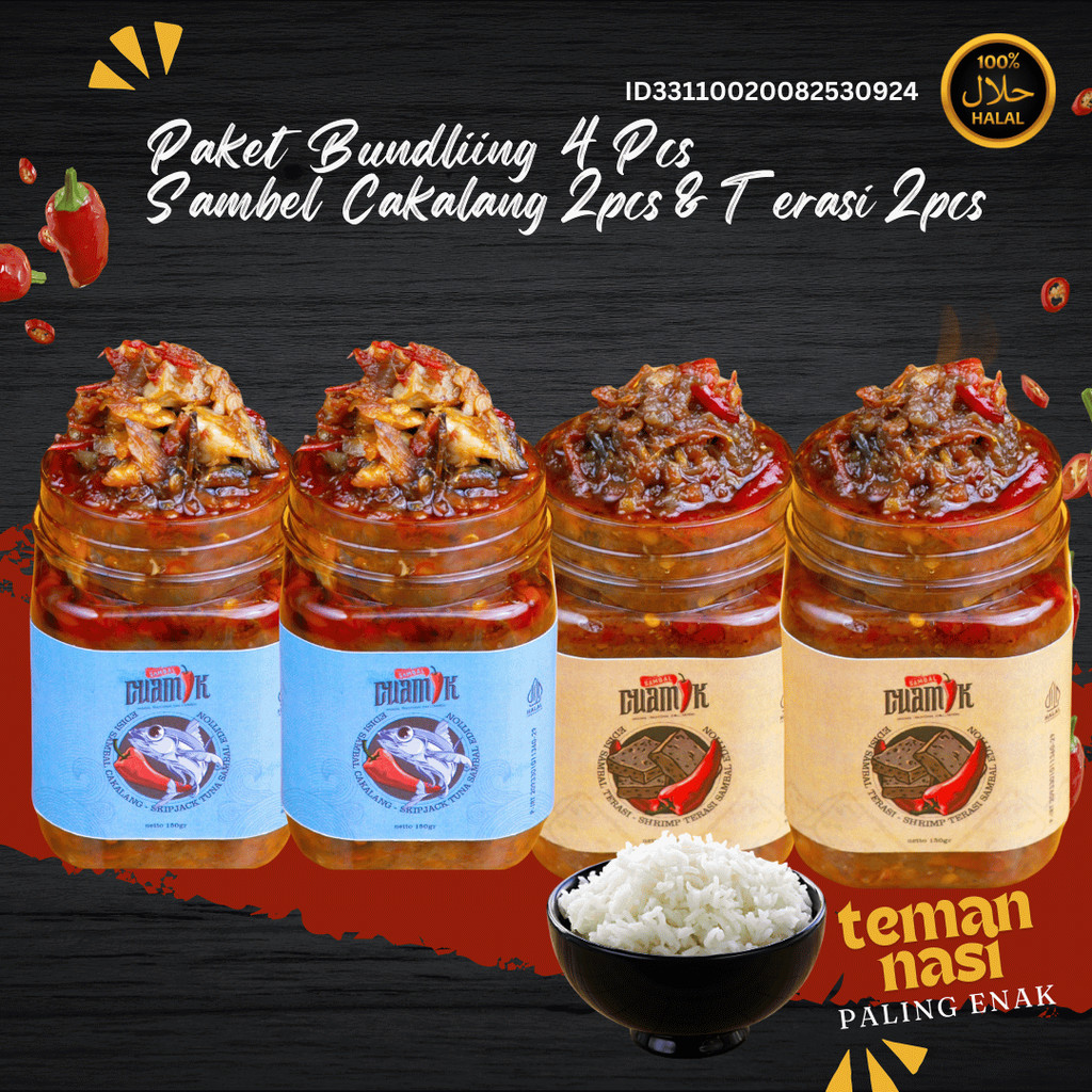 

Paket Bundling 4pcs Sambel Cuamik - Sambel Cakalang Sambel Terasi