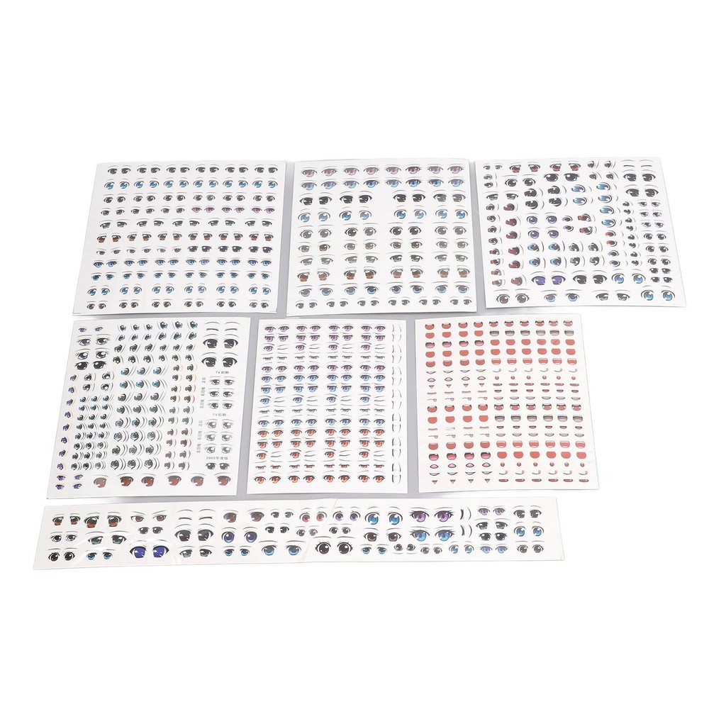 

7 Sheets Cartoon Design Doll Eyes and Mouth Stickers for Clay Craft