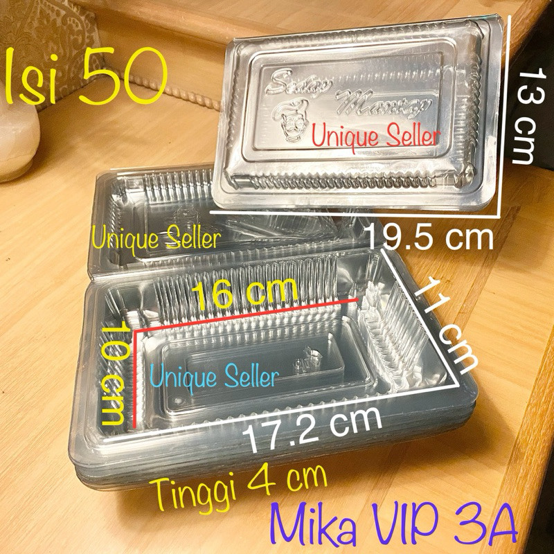 [Isi50] Mika VIP 3A Uk 14.3x7.8 cm / Mika Vip 3A / Mika Kue Roti Jajan Wadah Plastik Mika Bening Kot