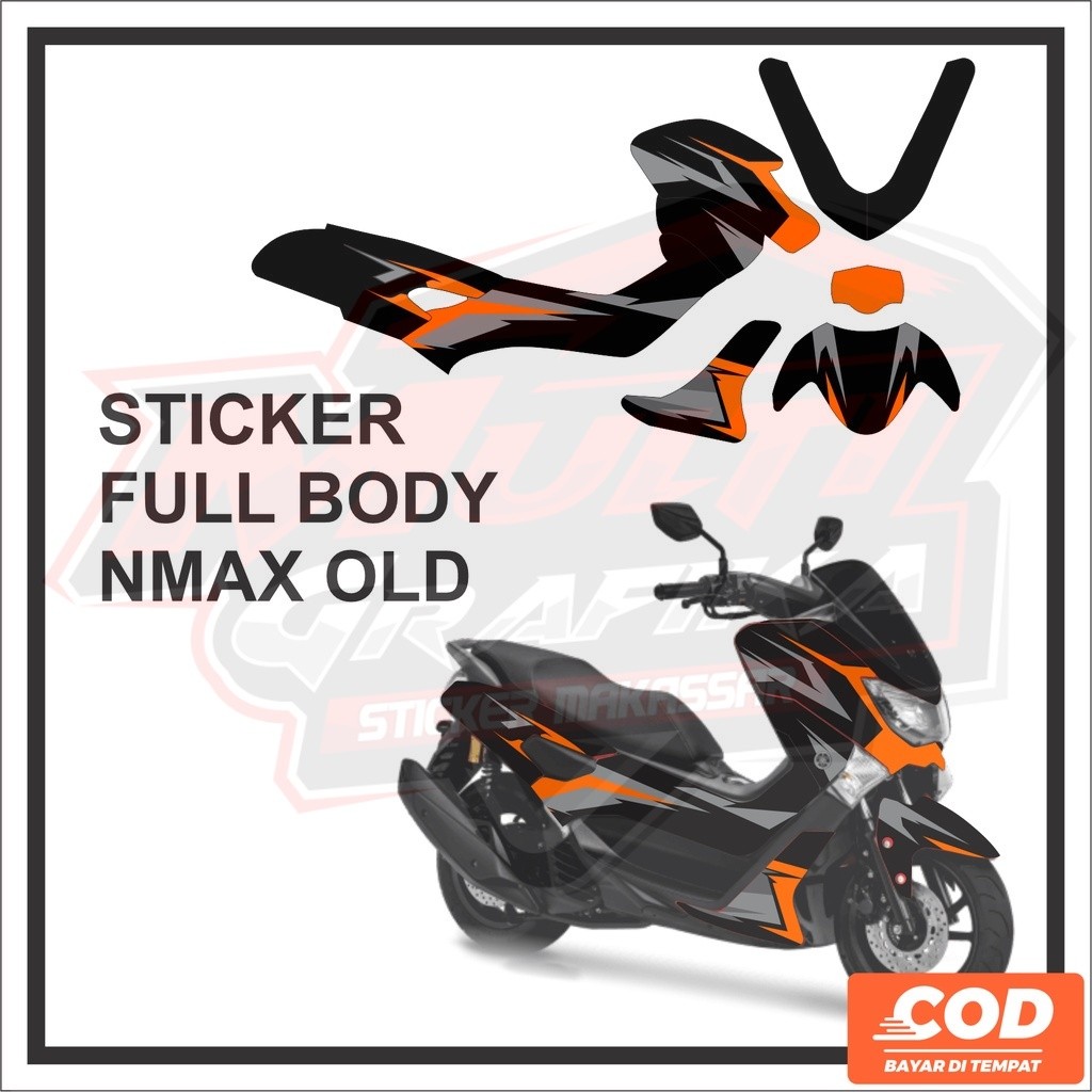 Stiker Decal Motor YAMAHA NMAX OLD Full Body Sticker NMAX LAMA Motif Abu-abu Orange Bisa Request Nam
