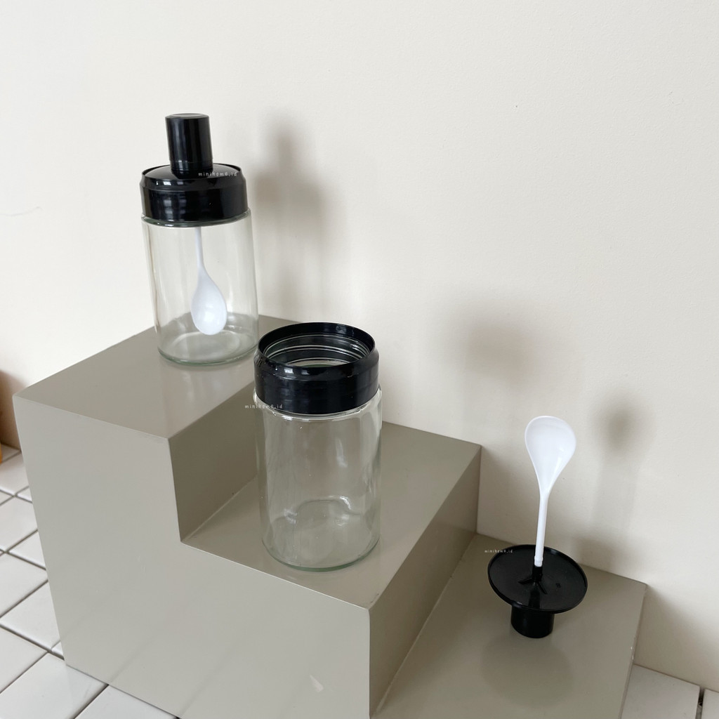 [MINIHOME] KABU Tempat Bumbu Dapur Kedap Udara Botol Kaca Bumbu Toples Bumbu Alat Dapur Tempat Penyi