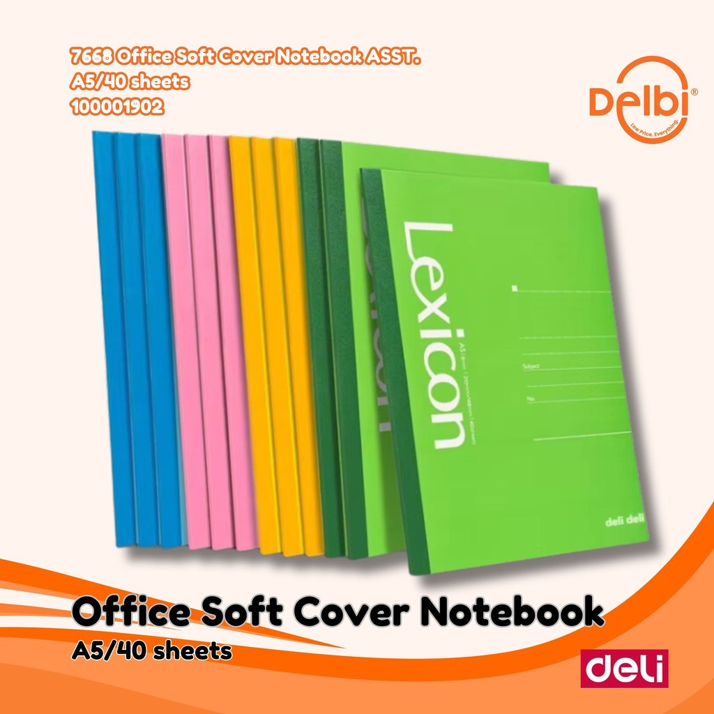 

Deli Soft Cover Notebook / Buku Catatan 4 Warna Ukuran A5 Office Soft Cover Notebook ASST. A5/40 sheets