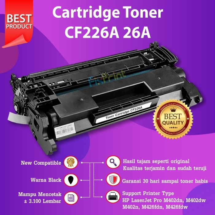 FixPrint Cartridge Toner Compatible CF226A 26A Printer HP Laserjet Pro M402dw M402n M426fdn M426fd