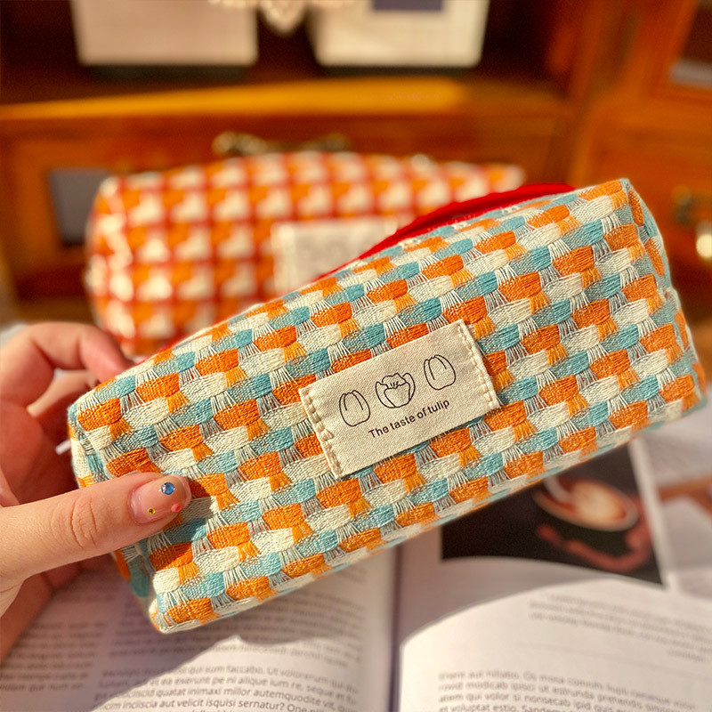 

Weaving woven pencil case, simple large-capacity pencil case, stationery storage bag, student supplies, school stationery