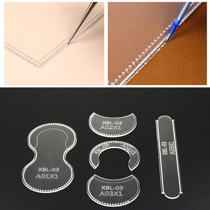 

Transparent Leather Craft Acrylic Purse Vintage Wallet Bag Pattern Stencil Template outil pour le cuir Tool DIY Set
