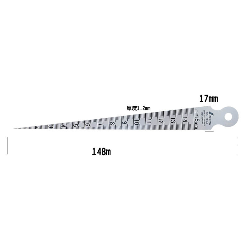 

SHINWA Gap Ruler Wedge Feeler Stainless Steel Hole Ruler Aperture Gauge Tapered Ruler Inner