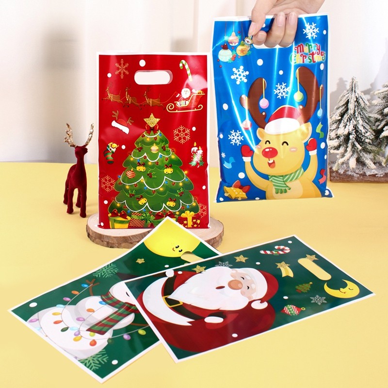 

50Pcs Christmas Santa Candy Bags Christmas Goodie Cookie Bags for 2024 Christmas Winter Holiday Party Favors Gifts New Year 2025