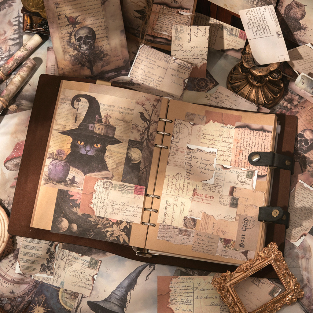 

160 Sheets Halloween Vintage Scrapbook Paper, Journaling Scrapbooking Supplies Craft Decor Paper Kit for Junk Bullet Journal Wal