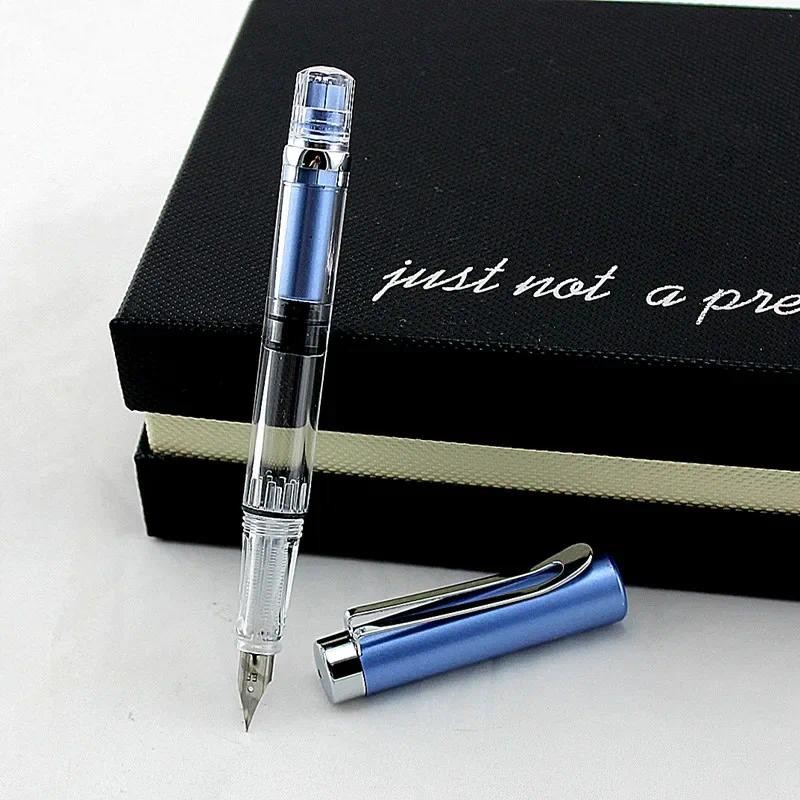 

New Resin Transparent Vacuum Fountain Pen Quality EF/F Nib 0.38/0.5mm Smooth Ink Gift Pen for Office Business School