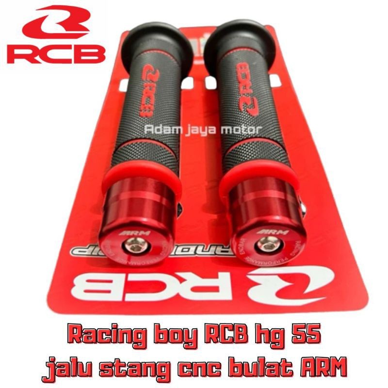 HANDGRIP RACING BOY ORIGINAL RCB HG55 + JALU STANG ARM BULAT FULL CNC UNIVERSAL NMAX PCX BEAT DELUXE