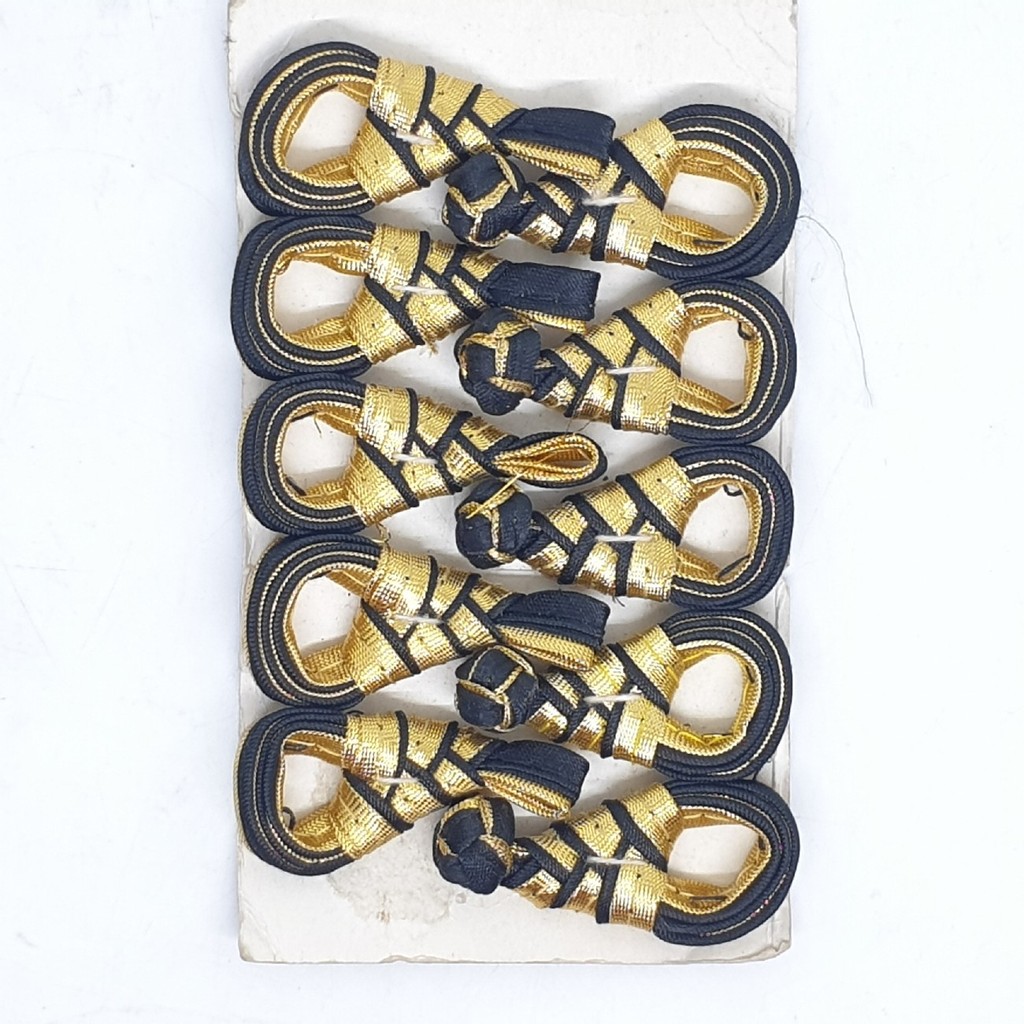 Kancing Baju Cheongsam Hitam Gold Emas Kuncir