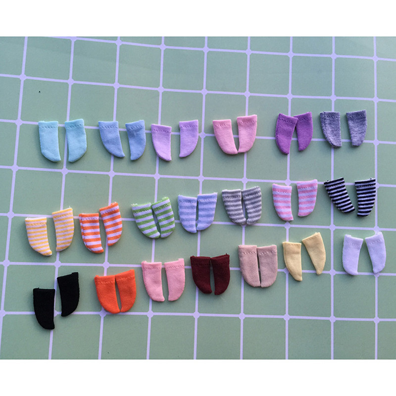 2 Pairs/ Lot Ob11 Baby Girl Socks 1/12 Bjd Doll Accessories Candy Color Stripe Socks Fit Obitsu YMY 