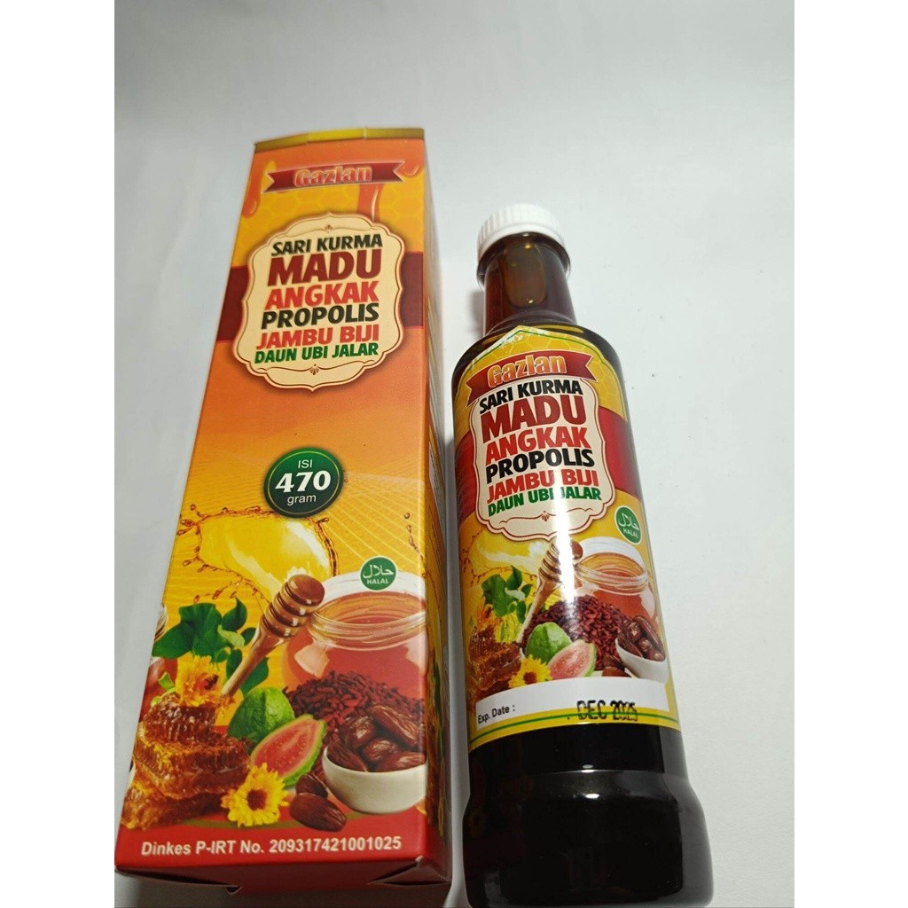 

Sari Kurma Madu Angkak Gazlan Plus Propolis Jambu Biji dan Daun Ubi Jalar