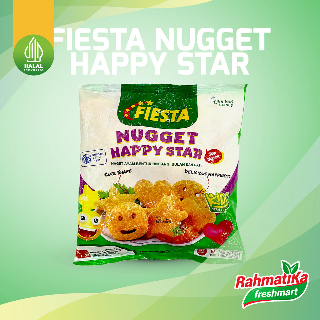 

Fiesta Nugget Happy Star / Nugget Ayam Bentuk Bintang, Bulan, Dan Hati 400 gr