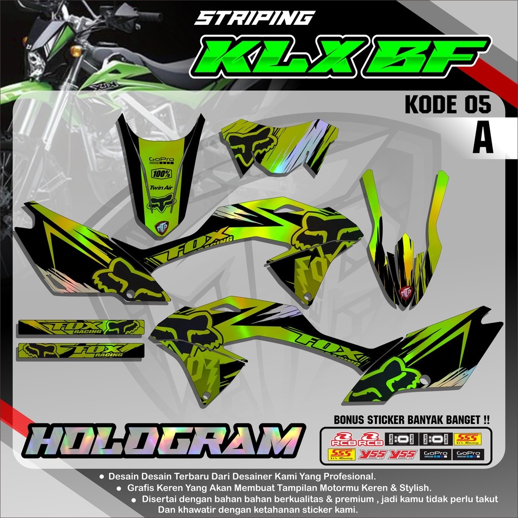 Sticker DECAL HOLOGRAM PELANGI KLX 150 G/BF/SE Motif Supermoto - Awet & Sudah Antigores