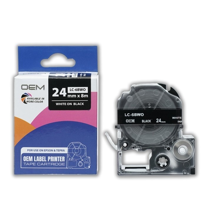 EPSON LABEL PITA TAPE LABELWORKS PRINT CATRIDGE PITA REFILL 24mm WHITE ON BLACK EPSON LW-600P LW 600