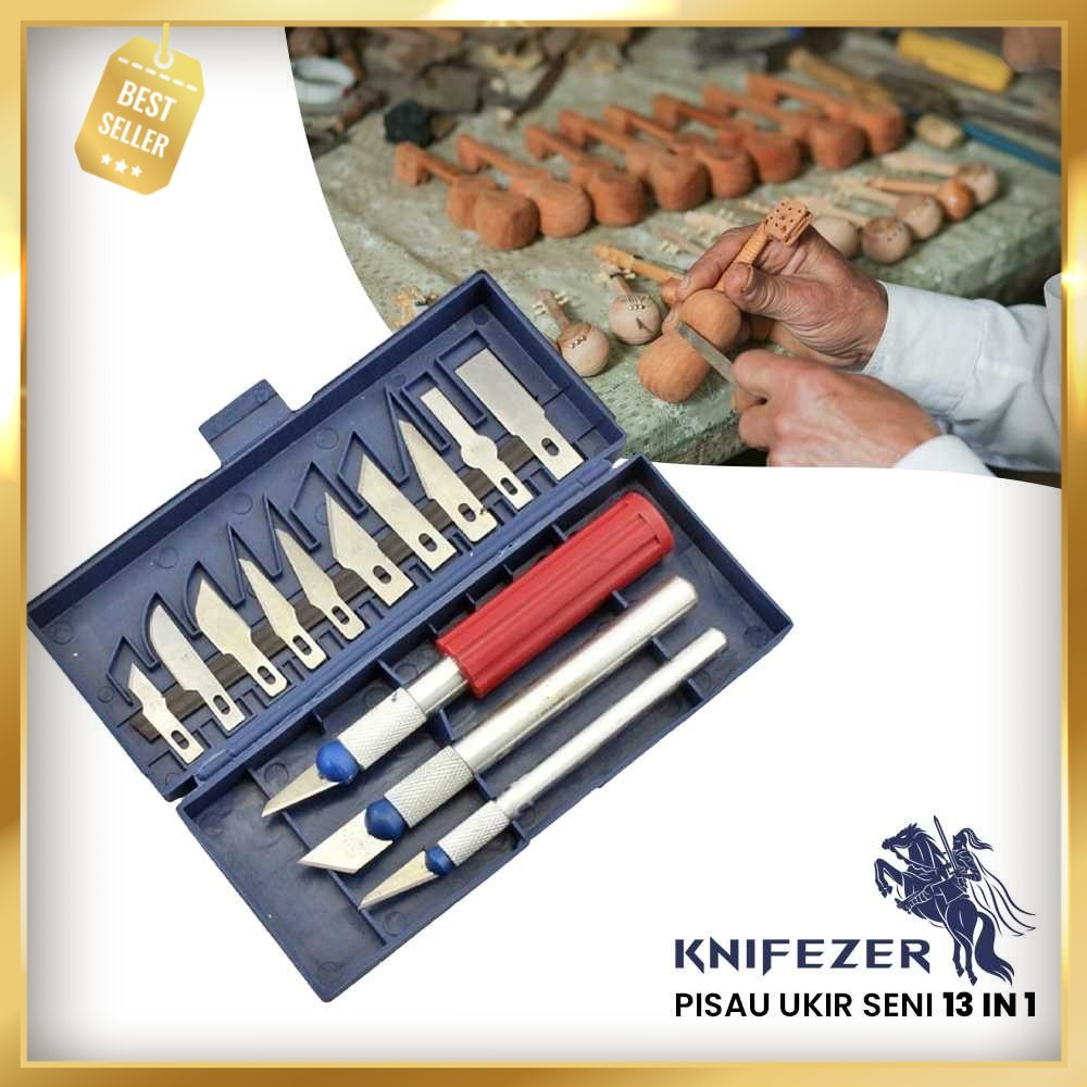 

KNIFEZER Set Pisau Ukir Seni 13 in 1 Crafting Knife 3 Handle - A-003