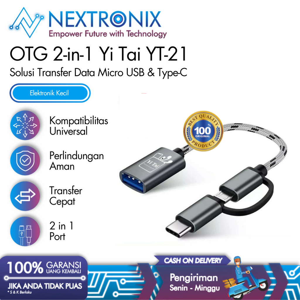 [NEXTRONIX] OTG 2-in-1 YI TAI YT-21 – Solusi Transfer Data Micro USB & Type-C
