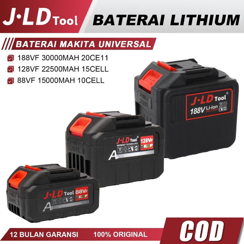JLD Baterai Bor Cordless LXT Makita Lithium Kapasitas Tinggi 88/128/188V Aksesoris For Lithium Tools